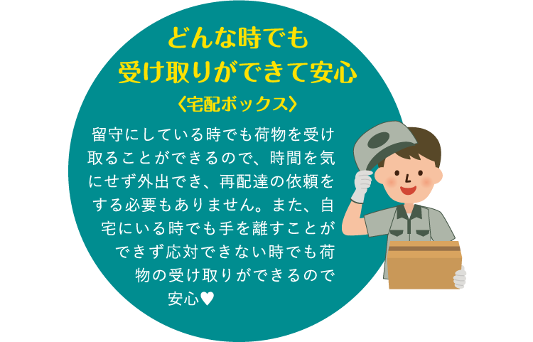 どんな時でも受け取りができて安心〈宅配ボックス〉