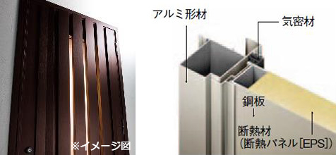 玄関ドアには表面温度の上昇を抑える「遮熱鋼板」を採用